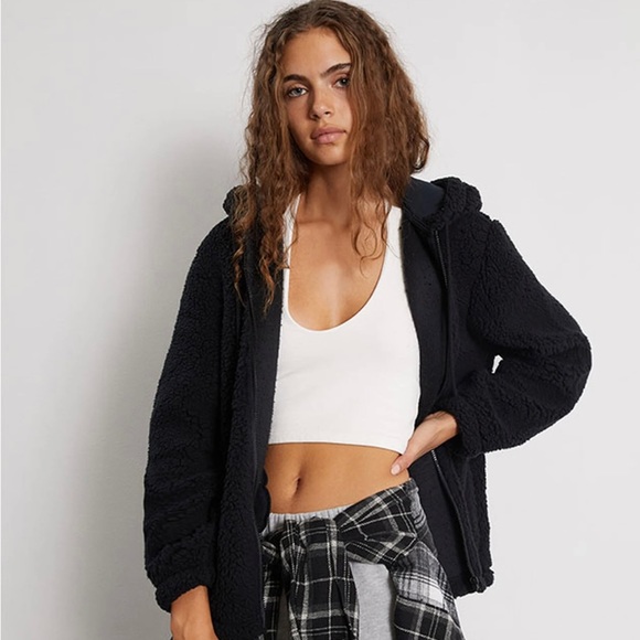 SO cozy softest sherpa Women's Black Full Zip Fleece Jacket - Picture 2 of 5